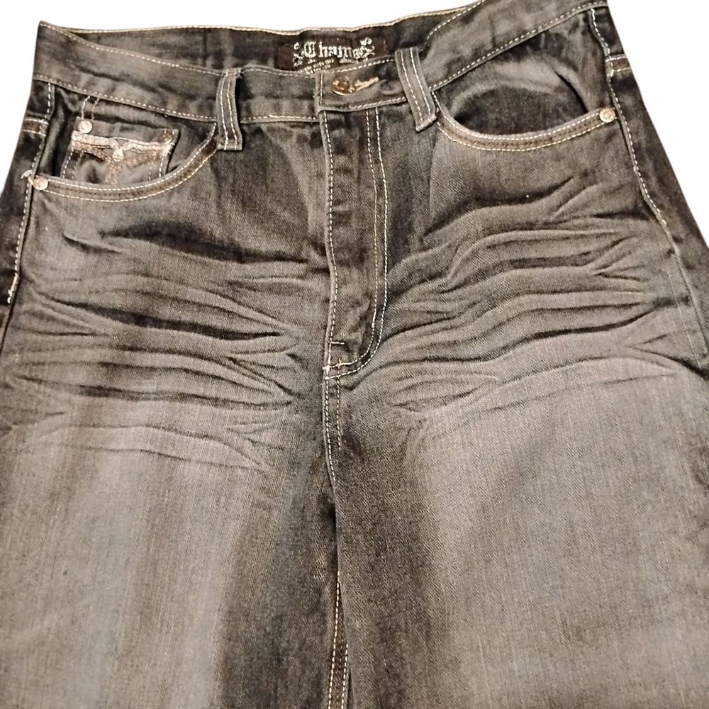 Chams Black Relaxed Jean Shorts with Distressed Look,NWOT , NEVER BEEN WORN